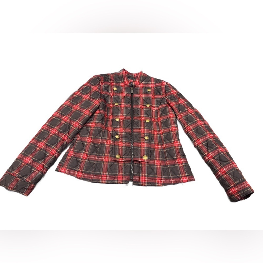 Tommy Hilfiger Red and Black Plaid Quilted Puffer Jacket Small NWOT